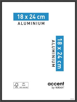 Cadre photo aluminium noir Accent l.18 x H.24 cm