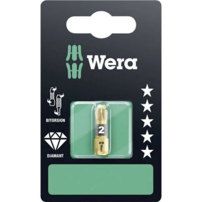 Embout cruciforme PZ 2 Wera 05073337001 acier à outils 25 mm 14" 6 3 mm