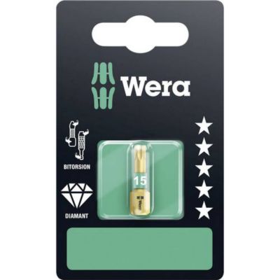 Embout Torx T15 Wera 05134375001 acier à outils allié revêtement diamanté D 6 3 mm 25 mm