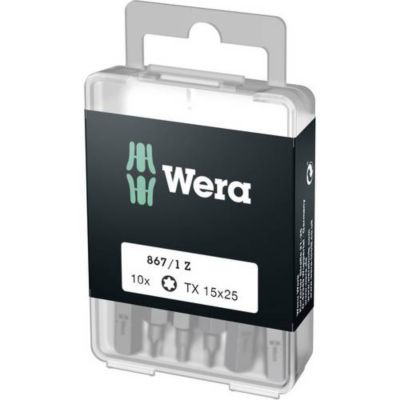 Embout Torx T15 Wera 05072407001 acier à outils allié extra rigide pack de 10