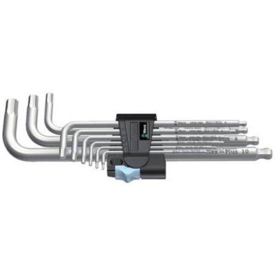 Wera 39509 Jeu de 9 clés mâles coudées six pans Hex Plus en acier inoxydable.