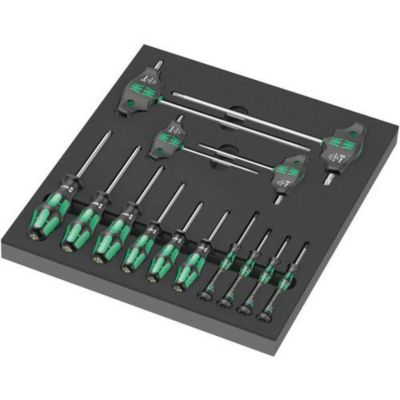 Wera 9712 Jeu 14 tournevis TORX HF en insert mousse bicolore fonction de maintien 1 7 kg
