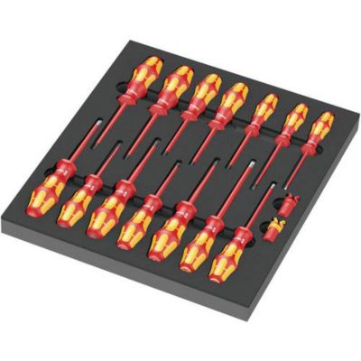 Wera 9711 Jeu de tournevis isolés VDE 16 pièces Phillips Pozidriv plat et TORX.