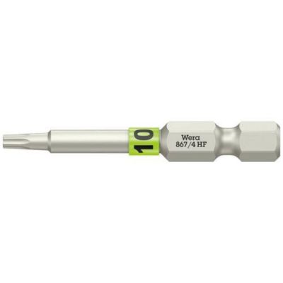 Embout TORX HF Wera 8674 14" 6 3 mm T10 50 mm fonction maintien et code couleur