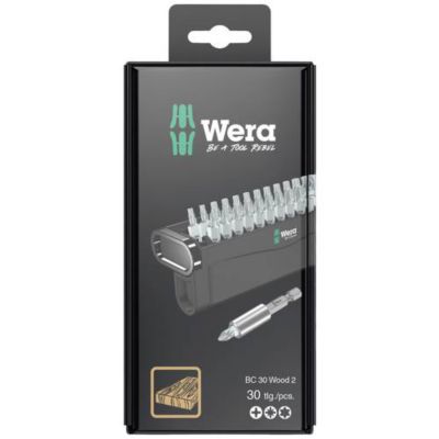 Wera Bit Check 30 Wood 2 SB 05057438001 Jeu dembouts 30 pièces cruciforme Phillips vis Pozidriv TORX