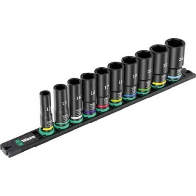 Jeu de douilles métriques Wera 9660 B Impaktor Deep 38" 10 pièces 10 à 24 mm