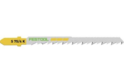 Lame 754 K20 Festool en HCS 75 mm pas 4 mm. Coupe nette de courbes en bois profondeur 30 mm.