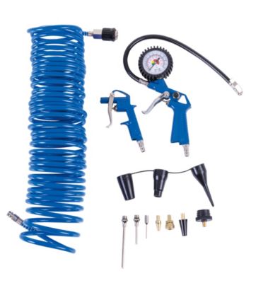 Scheppach - Kit 14 accessoires pour tous compresseurs - Tuyau spiral 10m inclus