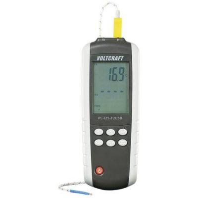 VOLTCRAFT PL 125 T2 Thermomètre numérique 2 canaux pour thermocouples KJ enregistreur 18 000 valeurs