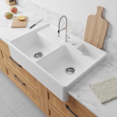 Évier timbre d'office de cuisine à poser 2 bacs Tradition Villeroy & Boch céramique blanc brillant - Villeroy Et Boch