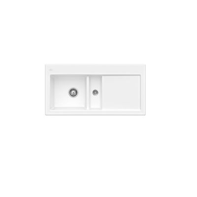 Evier 1 cuve et demi VILLEROY ET BOCH Subway 60 100 x 51 cm egouttoir a droite CeramicPlus avec vidage manuel