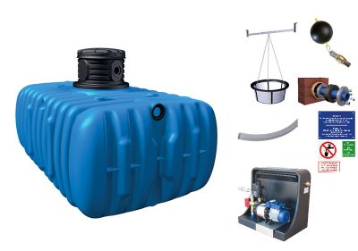 Lot récupérateur d'eau de pluie maison premium Flat Graf 5000 L