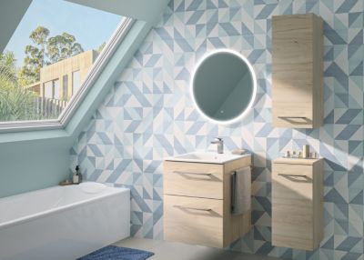 Ensemble meuble sous vasque l.55 cm bois + vasque céramique Selva Geberit