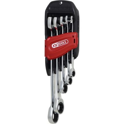 KS TOOLS CLÉ MIXTE À CLIQUET FIXE DUO GEARPLUS AVEC FONCTION À CLIQUET CÔTÉ FOURCHE 5 PIÈCES 503.5205