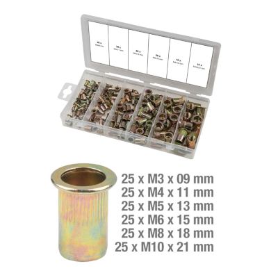 Assortiment d'inserts taraudés acier 150 pcs