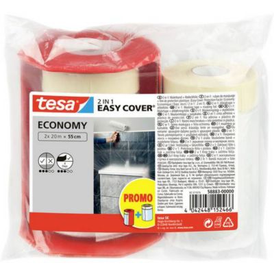 tesa Easy Cover Economy 58883 00000 02 film de masquage 2 en 1 rechargeable 33 x 55 cm