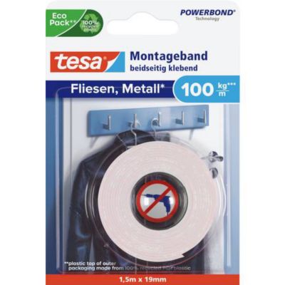 TESA Double face de fixation Pour le carrelage & le métal Charge supportée : 100 Kg /
