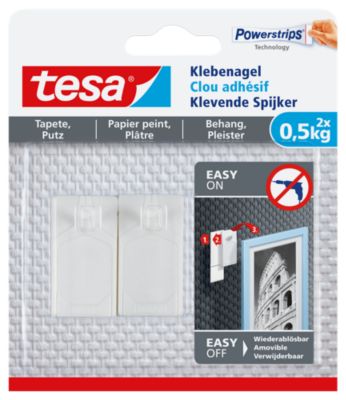 Clou adhésif TESA Pour papier peint & plâtre Charge supportée : 05 Kg Technologie Powerstrips