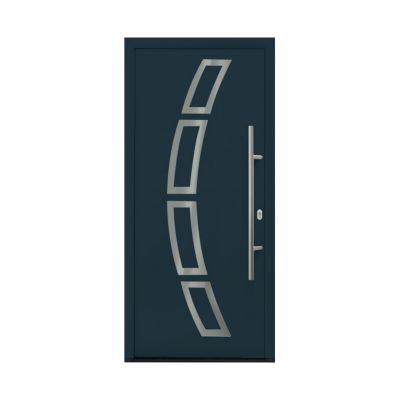 Porte d'entrée acier Inserts gris anthracite 90 x h.215 cm poussant droit