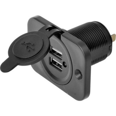 IWH Prise USB double encastrée 12/24 volts 21100 ma Charge de courant max=2.0 A 12 ou 24 V/DC noir - vue 3