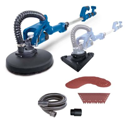 Ponceuse DS930 Scheppach télescopique mur plafond - 710W - tête circulaire delta - aspiration 4 m - abrasifs inclus