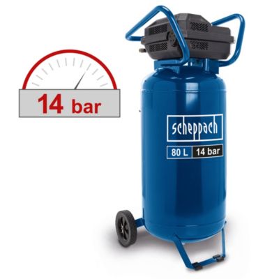 Compresseur à air vertical HC85V Scheppach - 14 bar - Cuve 80 L - Sans huile - 1600 W - Admission d'air 330 L/min