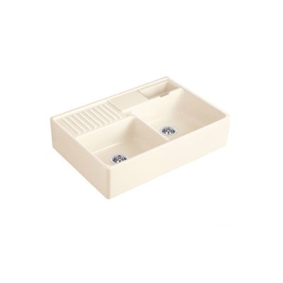 Evier cuisine 2 bacs VILLEROY ET BOCH Tradition Creme CeramicPlus avec vidage manuel
