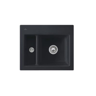 Evier 1 cuve et demi VILLEROY ET BOCH Subway 60 XM 62 x 51 cm sans egouttoir CeramicPlus avec vidage automatique - vue 2
