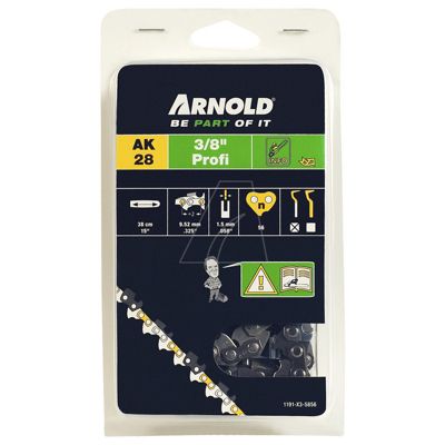 Arnold Chaîne de tronçonneuse 38" 1 5 mm 56 maillons d'entraineurs gouges demi rondes