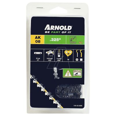 Arnold Chaîne de tronçonneuse 325"/ 1 5 mm 56 maillons d'entraîneurs gouges demi rondes