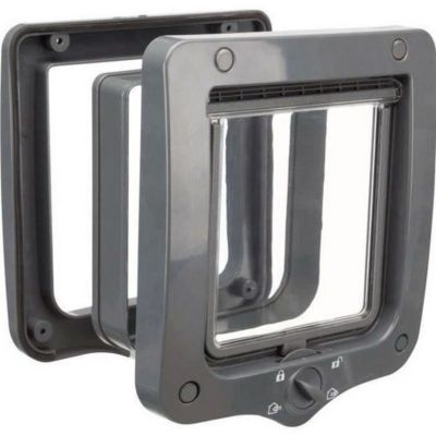 Chatière Trixie 4 modes 20x22 cm gris avec tunnel 2 parties