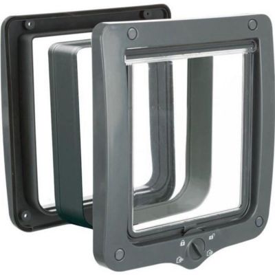 Chatière TRIXIE XXL manuelle 24 x 28 cm avec tunnel, 4 positions, gris