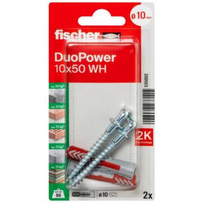 Chevilles duopower 10x50 avec crochet FISCHER Pack de 2 Nylon - vue 2