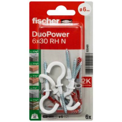 Set de chevilles Fischer DuoPower 6 x 30 RH N K NV Nylon 1 set