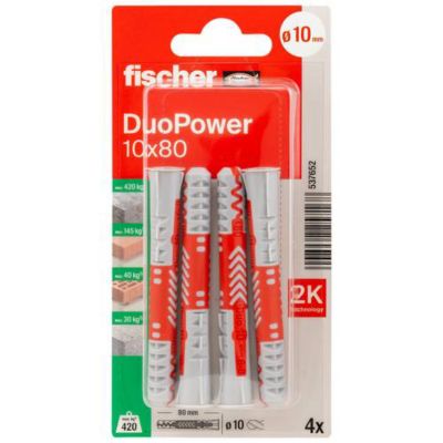 Cheville FISCHER DuoPower 10 x 80 K NV 80 mm Ensemble 1 set - vue 2