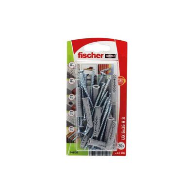 Cheville universelle FISCHER UX 6x35 R S nylon avec vis pour beton et brique 20 pieces