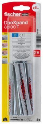 Cheville rallongée Fischer DuoXpand 8 x 100 mm, 4 pièces