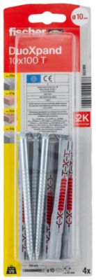Cheville rallongée Fischer DuoXpand 10 x 100 mm, 4 pièces