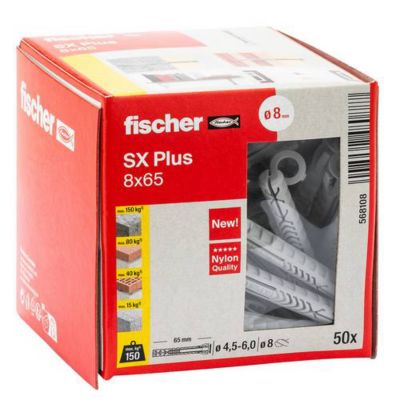 Cheville à expansion FISCHER SX Plus 65 mm 8 mm 50 pièces