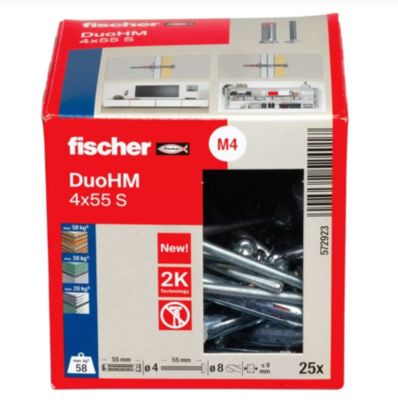 Cheville pour corps creux FISCHER DuoHM 55 mm Polyamide et métal 25 pièces - vue 1