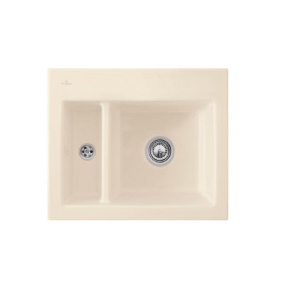 Evier 1 cuve et demi VILLEROY ET BOCH Subway 60 XM 62 x 51 cm sans egouttoir Ivory CeramicPlus