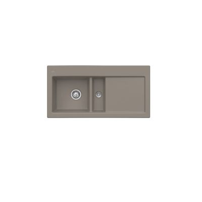 Evier 1 cuve et demi VILLEROY ET BOCH Subway 60 100 x 51 cm egouttoir a droite Timber CeramicPlus avec vidage manuel