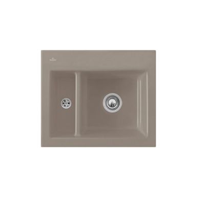 Evier 1 cuve et demi VILLEROY ET BOCH Subway 60 XM 62 x 51 cm sans egouttoir Timber CeramicPlus avec vidage automatique