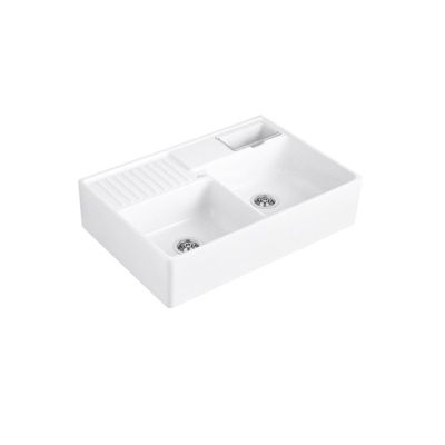 Evier cuisine VILLEROY ET BOCH Tradition Snow CeramicPlus avec vidage manuel