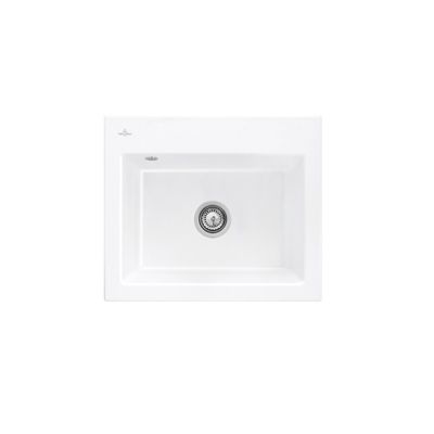 Evier VILLEROY ET BOCH Subway 60 60 x 51cm sans egouttoir CeramicPlus avec vidage automatique