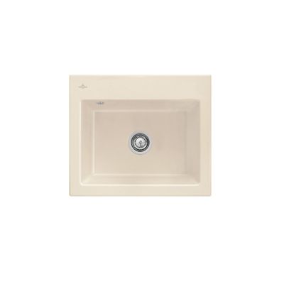Evier VILLEROY ET BOCH Subway 60 60 x 51cm sans egouttoir Ivory CeramicPlus avec vidage automatique