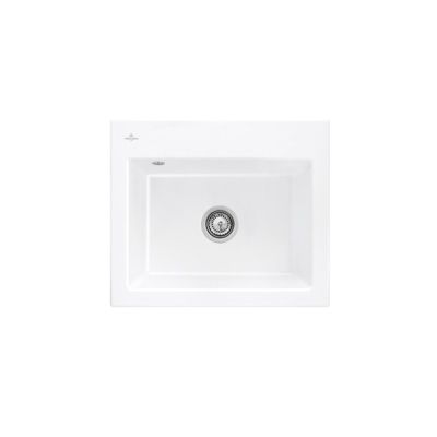 Evier VILLEROY ET BOCH Subway 60 60 x 51cm sans egouttoir Snow CeramicPlus avec vidage automatique