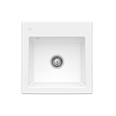 Evier 1 bac VILLEROY ET BOCH Subway 50 525 x 51 cm sans egouttoir CeramicPlus avec vidage manuel