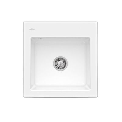 Evier VILLEROY ET BOCH Subway 50 525 x 51 cm sans egouttoir Snow CeramicPlus avec vidage automatique