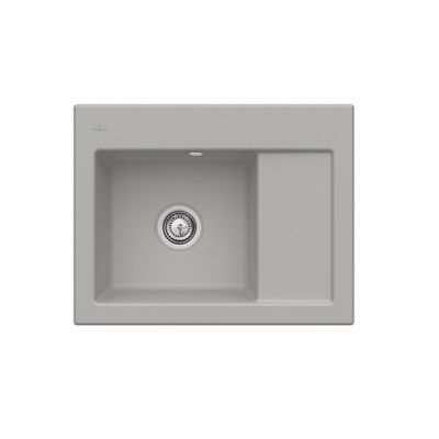 Evier 1 bac VILLEROY ET BOCH Subway 45 Compact 65 x 51 cm egouttoir a droite Fossile CeramicPlus avec vidage automatique
